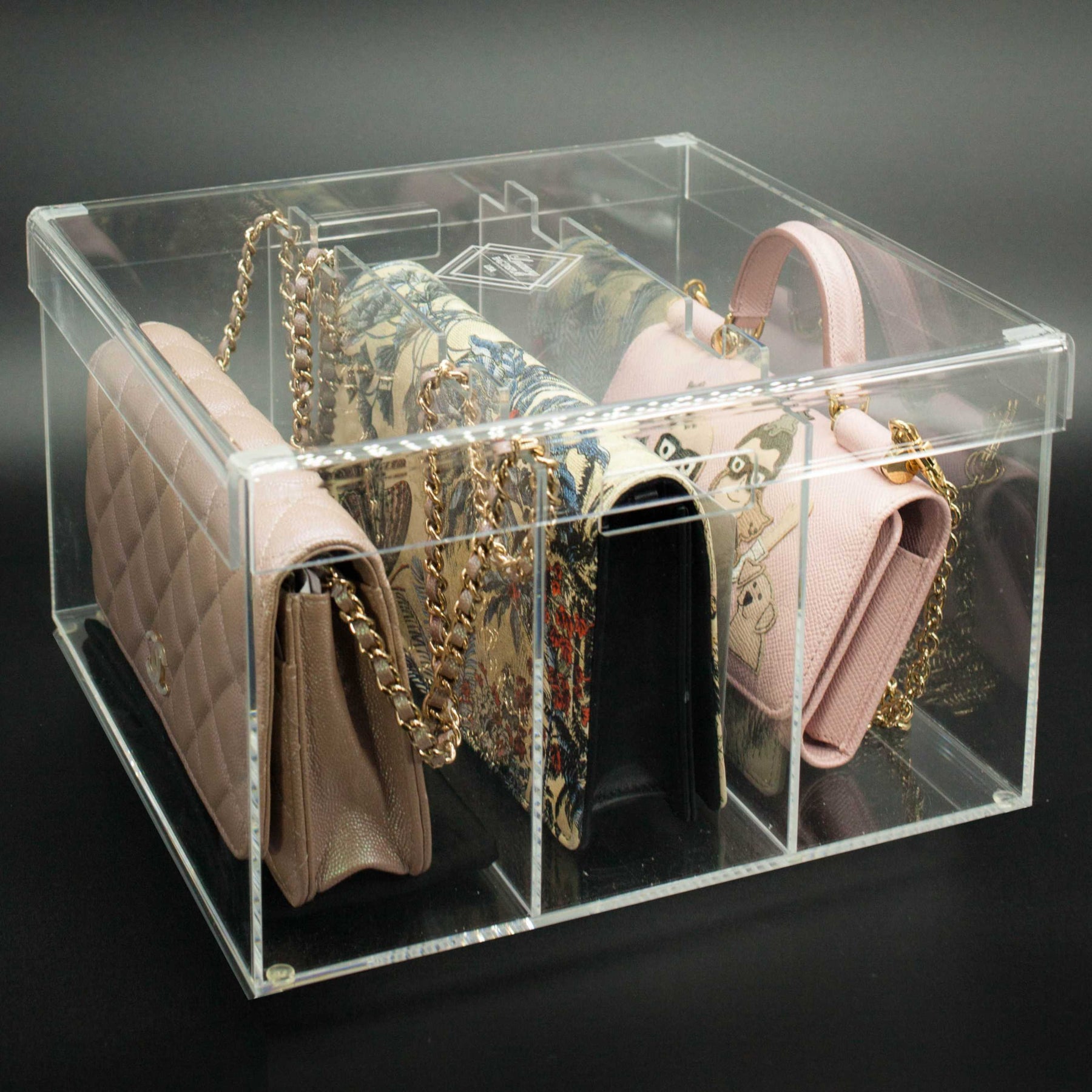 Acrylic Display Case Clear Plastic Purse and Handbag Storage Organizer for  Close
