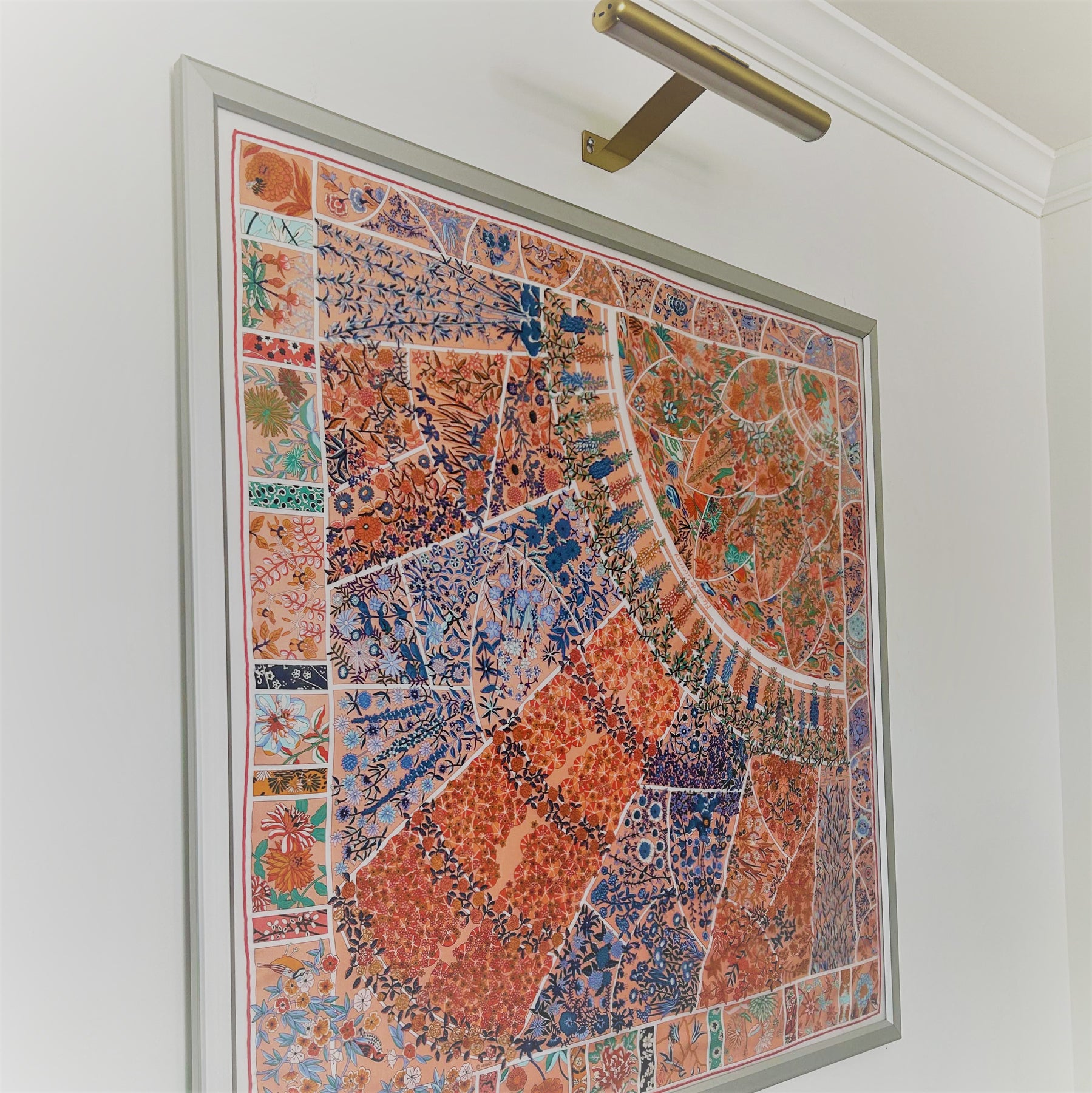 Framed Louis Vuitton World map Silk Scarf in 36 by 36 Shadowbox